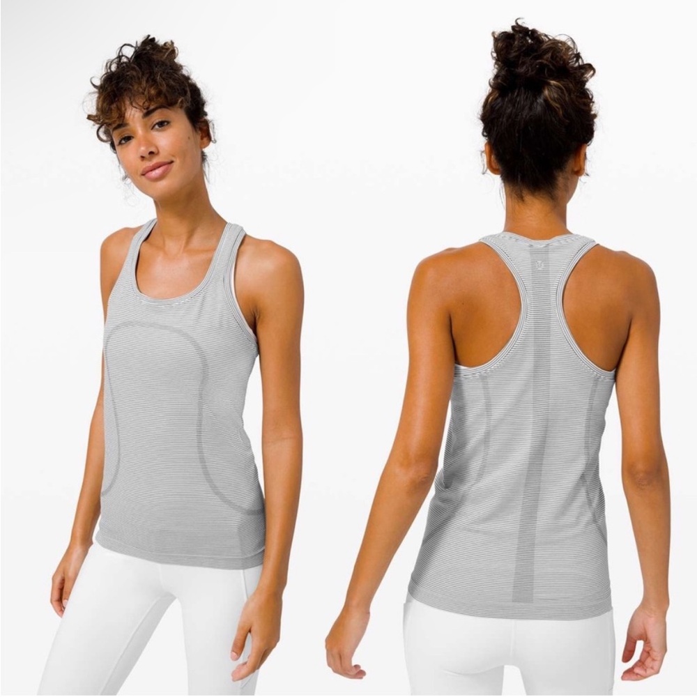 Lululemon Swiftly Tech Racerback Tank Top Striped Black White